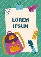 Back to school poster. Education concept. Back to school concept. School background with school objects. vector