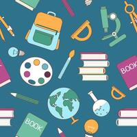 School supplies pattern. Back to school concept. Seamless pattern of school elements. vector