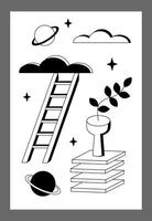 Surrealism poster. Surrealism elements background. vector