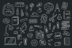 Back to school doodle. Childrens school collection. Stationery elements set. Back to school concept. vector