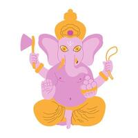 Ganesha, Ganesh, Ganapati, Vinayaka, Lambodara and Pillaiyar, Deity in the Hindu Pantheonand is the Supreme God in the Ganapatya Sect. God with the Head of an Elephant. vector