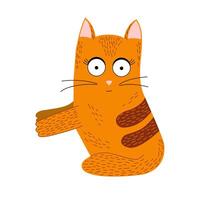 Ginger Cat Sitting with Raised Front Paws vector