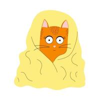 Ginger Cat Wrapped in a Blanket vector