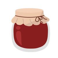 Glass jar with jam in cartoon style isolated on white background. Hand drawing food. vector