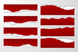 Red White Torn Paper Border Design vector