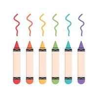 Set of wax crayons in bright colors isolated on white background. Childish palette. illustration vector
