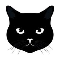 Black cat head isolated on white background. Feline face. illustration vector