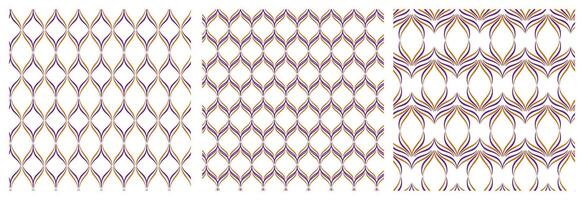 Repeating geometric symmetry grid. Simple graphic design with wavy lines. Trendy seamless pattern set for fabric, textile.,wallpaper, scrapbook, cover. vector