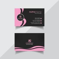 Black and pink color corporate business card design vector