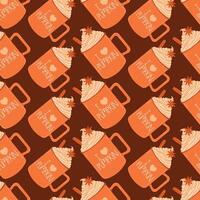 pumpkin latte seamless pattern with cinnamon and anise autumn illustration vector