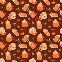 pumpkin latte seamless pattern autumn illustration vector
