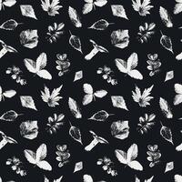 nature elements, autumn leaves seamless pattern, leaves silhouette vector