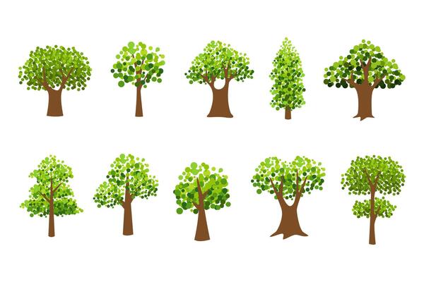 Collection of trees. tree set isolated on white background