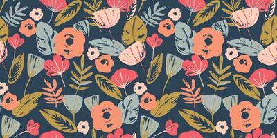 Folk floral seamless pattern. Modern abstract design for paper, cover, fabric, pacing and other uses vector