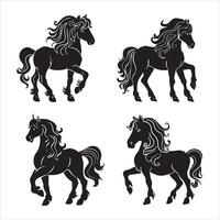 Modern Silhouette of a Pony Black Illustration vector