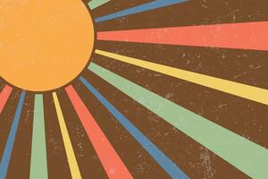 Sun with Rays Retro Background. 90s Vintage Background. vector