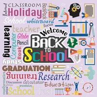 Back to School Text and Element in Purple Background. Back to School Background. vector