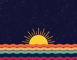 Sunset in Retro Stripes Background. Abstract Retro Lines Background. vector