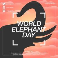 World Elephant Day background with a silhouette of an elephant vector
