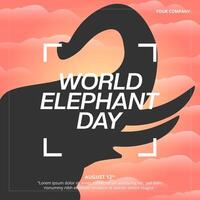 World Elephant Day background with a silhouette of an elephant vector