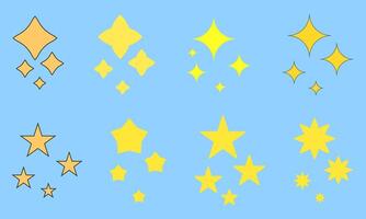 collection of various shapes of yellow stars vector