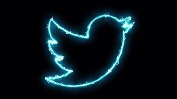 Twitter Social Media Neon Light Transparent Alpha Channel Animation video