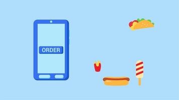 Ordering Food Via Mobile Application 4k Animation is used as a food ordered via cellphone, as a food application video