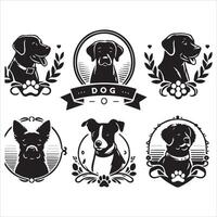 Print A collage of a dog a plant in an illustrated frame risograph silhouette white background vector