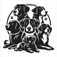 Print A collage of a dog a plant in an illustrated frame risograph silhouette white background vector