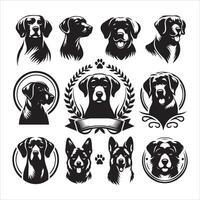 Print A collage of a dog a plant in an illustrated frame risograph silhouette white background vector