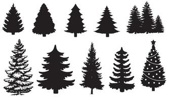 Christmas tree silhouette, Set of Christmas Tree silhouettes, Xmas trees bundle, Christmas tree icons. Pine tree set. vector