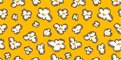 Popcorn pattern for packaging snacks. Popcorn fluffy flakes pattern. Popcorn Background pattern. doodle popcorn. popcorn seamless pattern background. vector