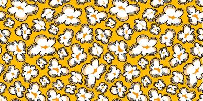 Popcorn pattern for packaging snacks. Popcorn fluffy flakes pattern. Popcorn Background pattern. doodle popcorn. popcorn seamless pattern background. vector