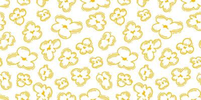 Popcorn pattern for packaging snacks. Popcorn fluffy flakes pattern. Popcorn Background pattern. doodle popcorn. popcorn seamless pattern background. vector