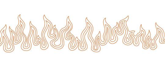 Background with fire lines. Decorative flame lines. Outline of flames as a background. Fire border pattern. Continuous fire line design. Flame outline background. vector