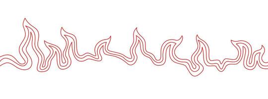 Background with fire lines. Decorative flame lines. Outline of flames as a background. Fire border pattern. Continuous fire line design. Flame outline background. vector
