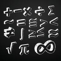 chalk scribble math symbol set vector