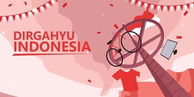 Indonesian independence 17 August 1945 79th anniversary of Indonesian freedom and patriotism on a red and white background. vector