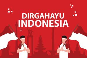 Indonesian independence 17 August 1945 79th anniversary of Indonesian freedom and patriotism on a red and white background. vector