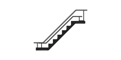 escalator black and white icon. symbol of stair escalator vector