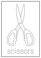 Scissors Tracing and Coloring Worksheet for Kids vector