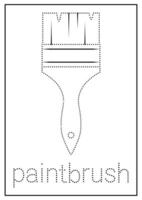 Paintbrush Tracing and Coloring Worksheet for Kids vector