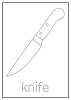 Knife Tracing and Coloring Worksheet for Kids vector