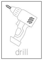 Drill Tracing and Coloring Worksheet for Kids vector