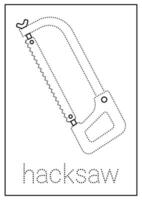 Hacksaw Tracing and Coloring Worksheet for Kids vector
