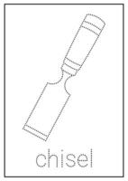 Chisel Tracing and Coloring Worksheet for Kids vector