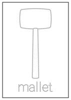 Mallet Tracing and Coloring Worksheet for Kids vector