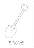 Shovel Tracing and Coloring Worksheet for Kids vector