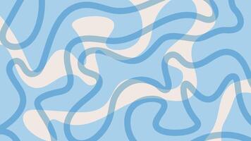 Simple abstract background with blue wavy pattern. Trendy groovy backdrop in retro 60-70s style. Cool funky ripple design vector