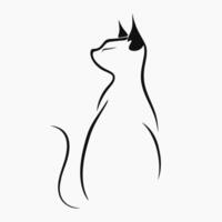 Elegant cat line art logo isolated on white background. Minimalistic kitty in abstract hand drawn style vector